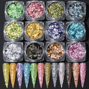 Holographic Hexagon chunky glitter laser 12pcs set
