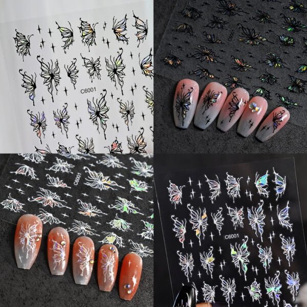 3D Holographic Butterfly Nail Art Sticker 4Pcs/Sets - Image 4