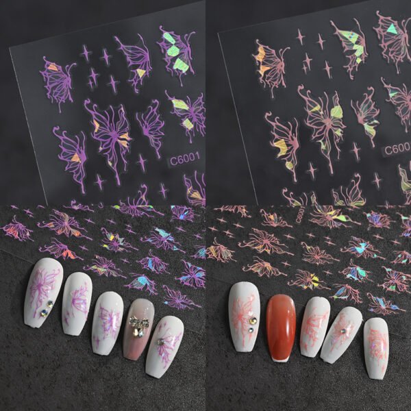 3D Holographic Butterfly Nail Art Sticker 4Pcs/Sets - Image 3