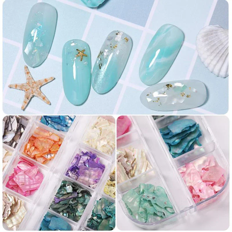 12 Grid Glitter abalone shell flakes for nail art - Image 4