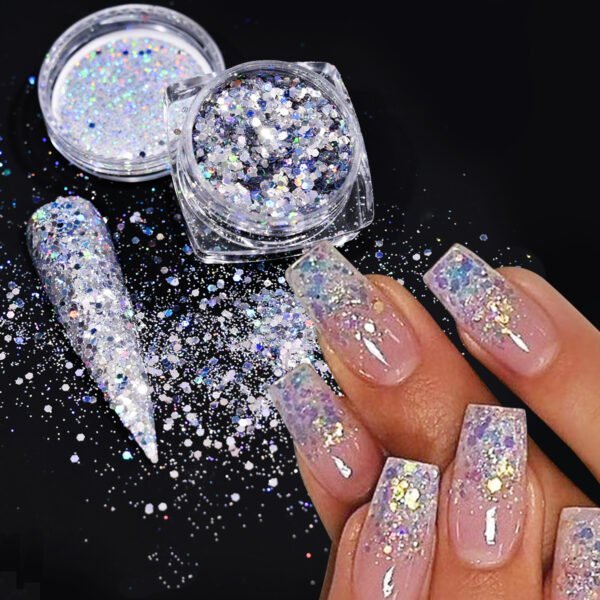 Holographic Hexagon chunky glitter laser 12pcs set - Image 4