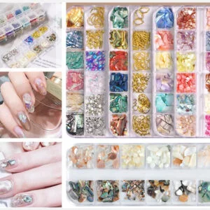 12 Grid Glitter abalone shell flakes for nail art