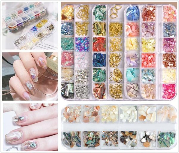 12 Grid Glitter abalone shell flakes for nail art