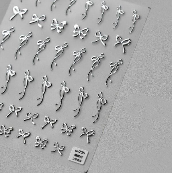 Laser Pink, Bronzing Gold, Silver 3D Bow Pattern Self Adhesive Stickers - Image 5