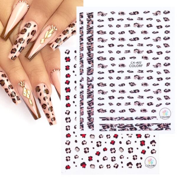 3D Leopard Animal Print Sliders Nail Art Sticker - Image 2