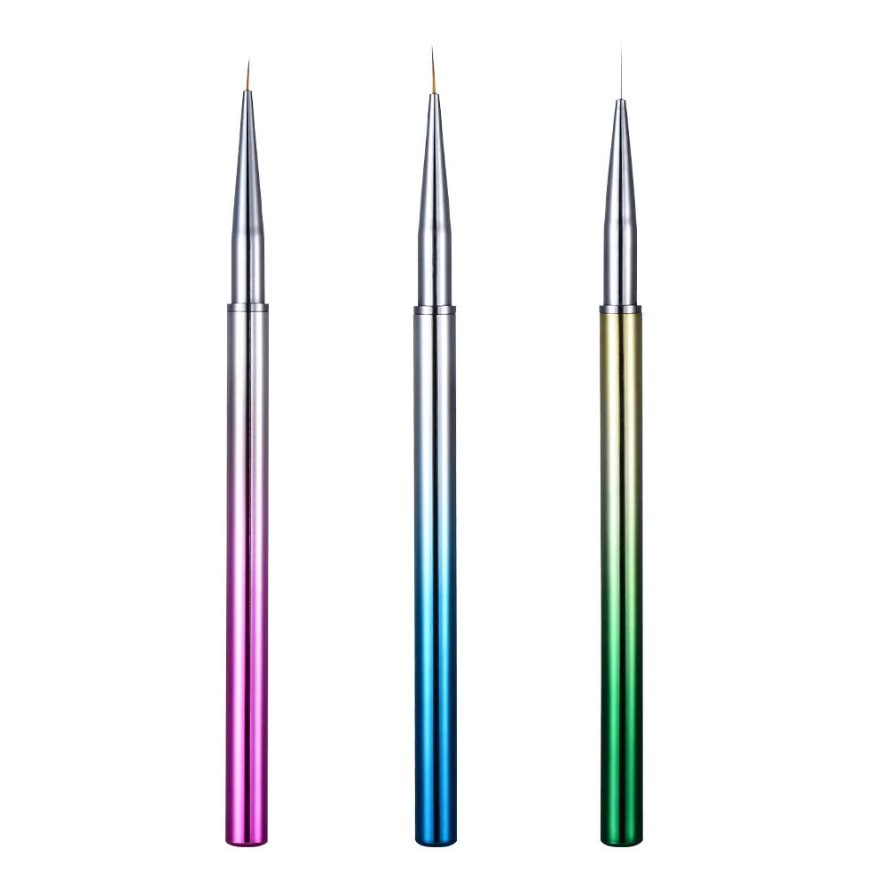 3Pc/1Set Nail Liner Drawing Brush with metal Handle - Image 3
