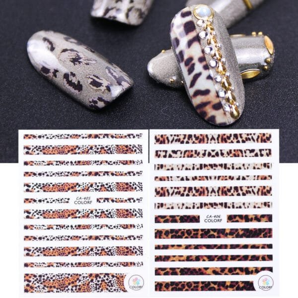 3D Leopard Animal Print Sliders Nail Art Sticker - Image 3