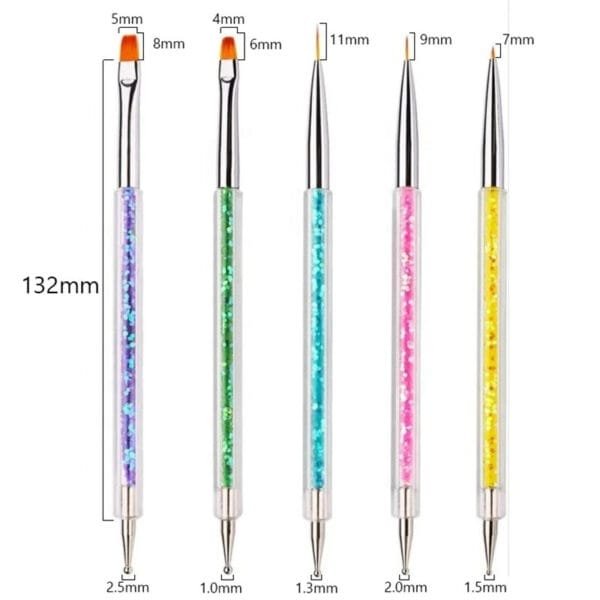 Nails Brushes With Dotting Tools 5Pcs/Sets - Image 3