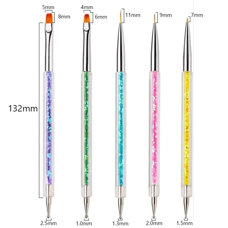 Nails Brushes With Dotting Tools 5Pcs/Sets - Image 3