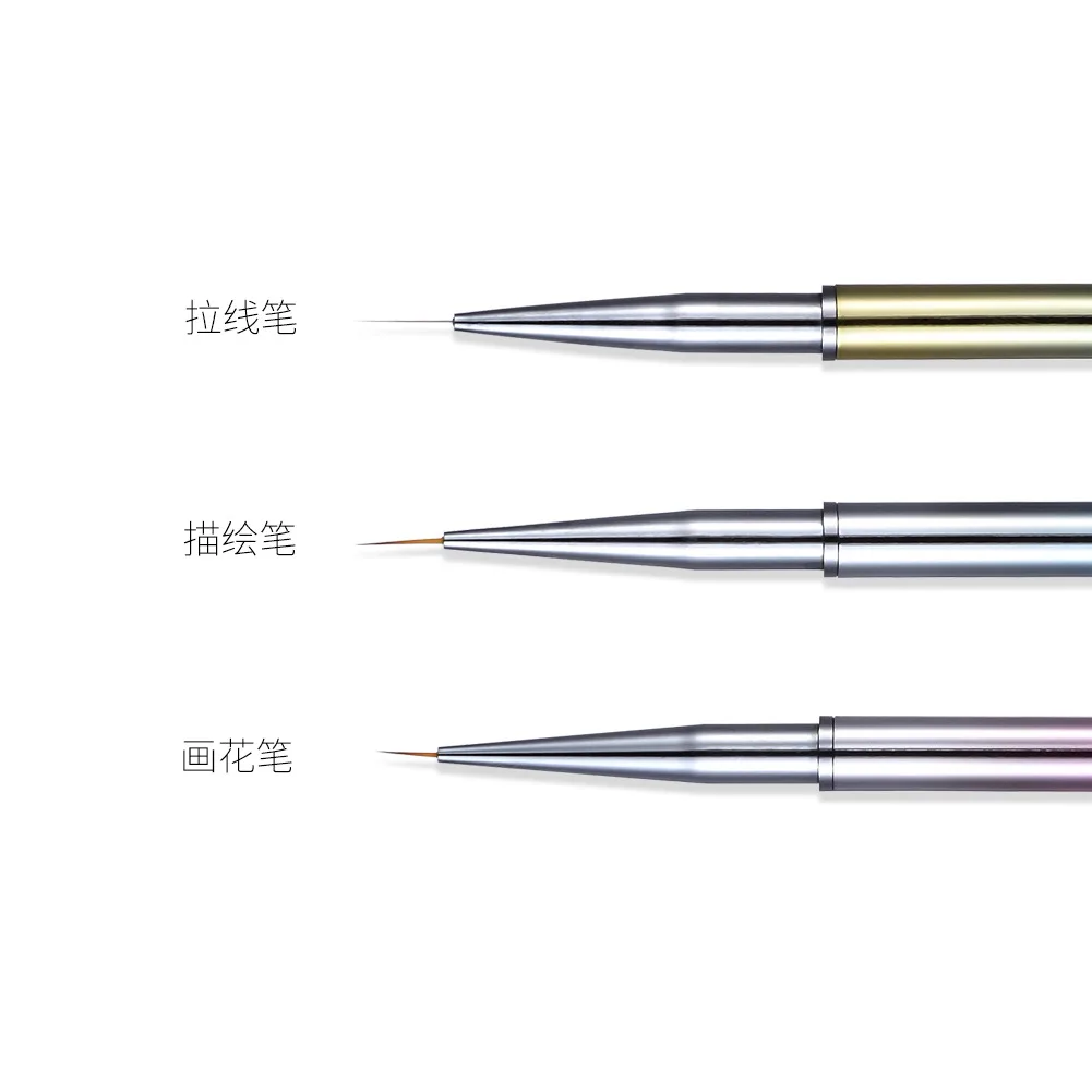 3Pc/1Set Nail Liner Drawing Brush with metal Handle - Image 6