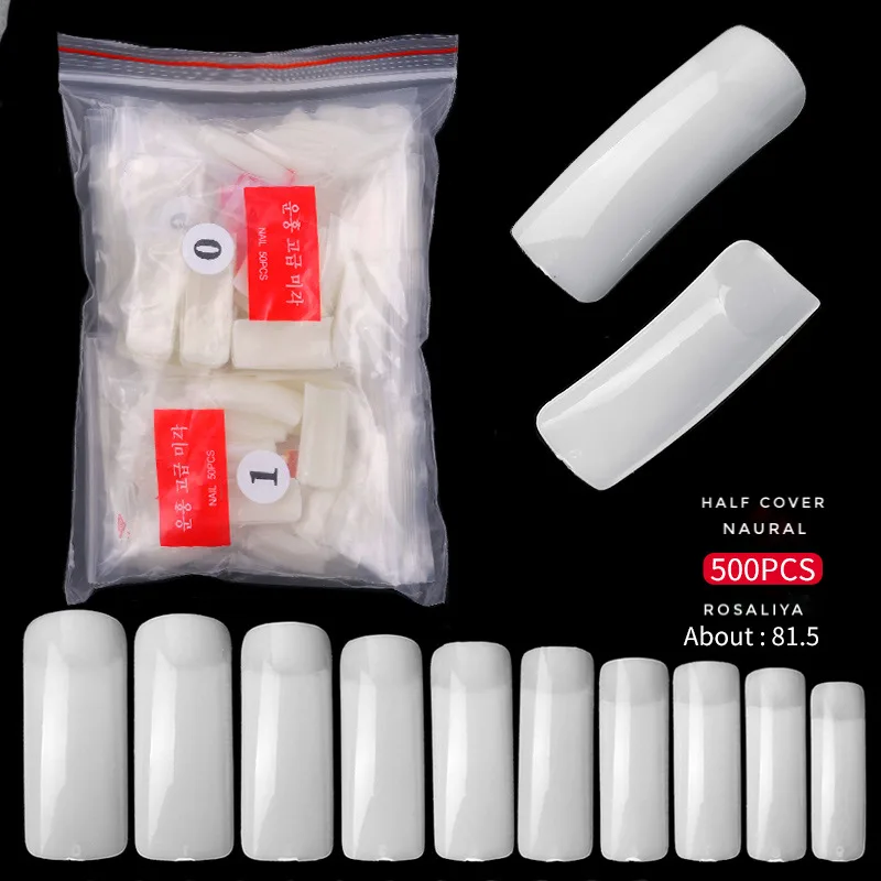 500Pcs/Bags Half Cover French Natural Transparent Clear