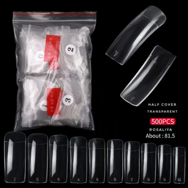 500Pcs/Bags Half Cover French Natural Transparent Clear - Image 2
