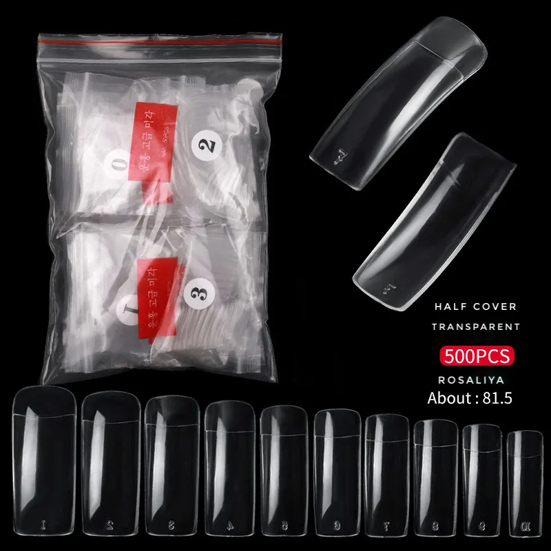 500Pcs/Bags Half Cover French Natural Transparent Clear - Image 2